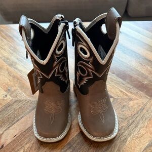 NWT Toddler Boy Size 4 Brown Cowboy Boots with Black